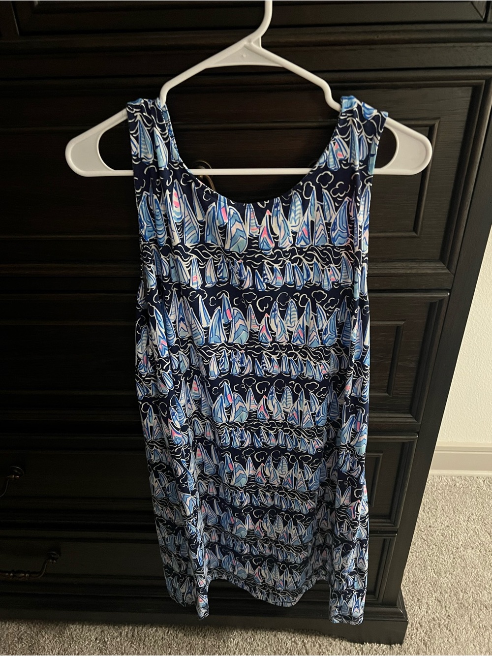 Lilly Pulitzer Navy and Light Blue Sailboat Print Kristen Dress